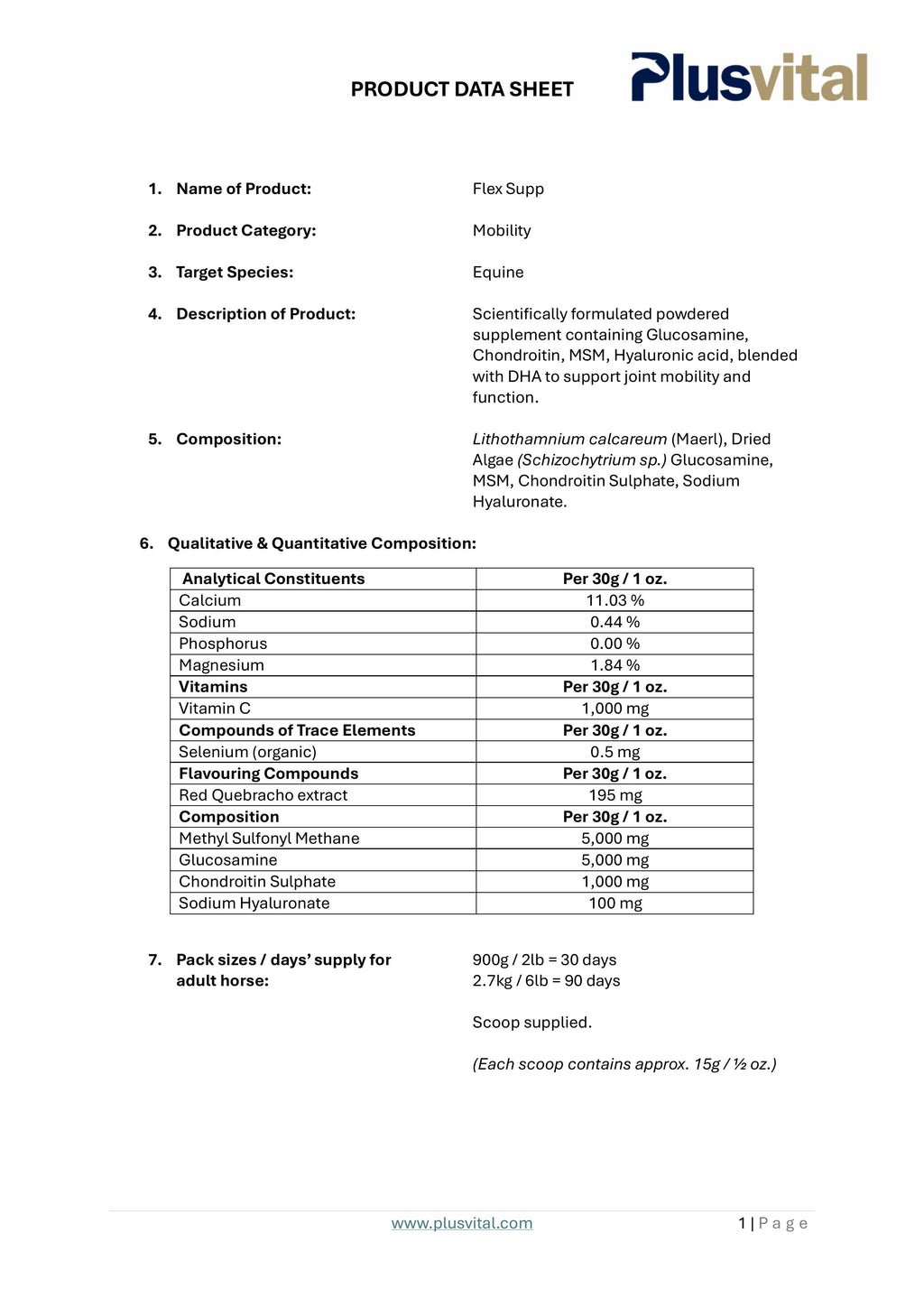 PLUS VITAL Flex Supp - Napredna podpora gibljivosti in zdravju sklepov 900g